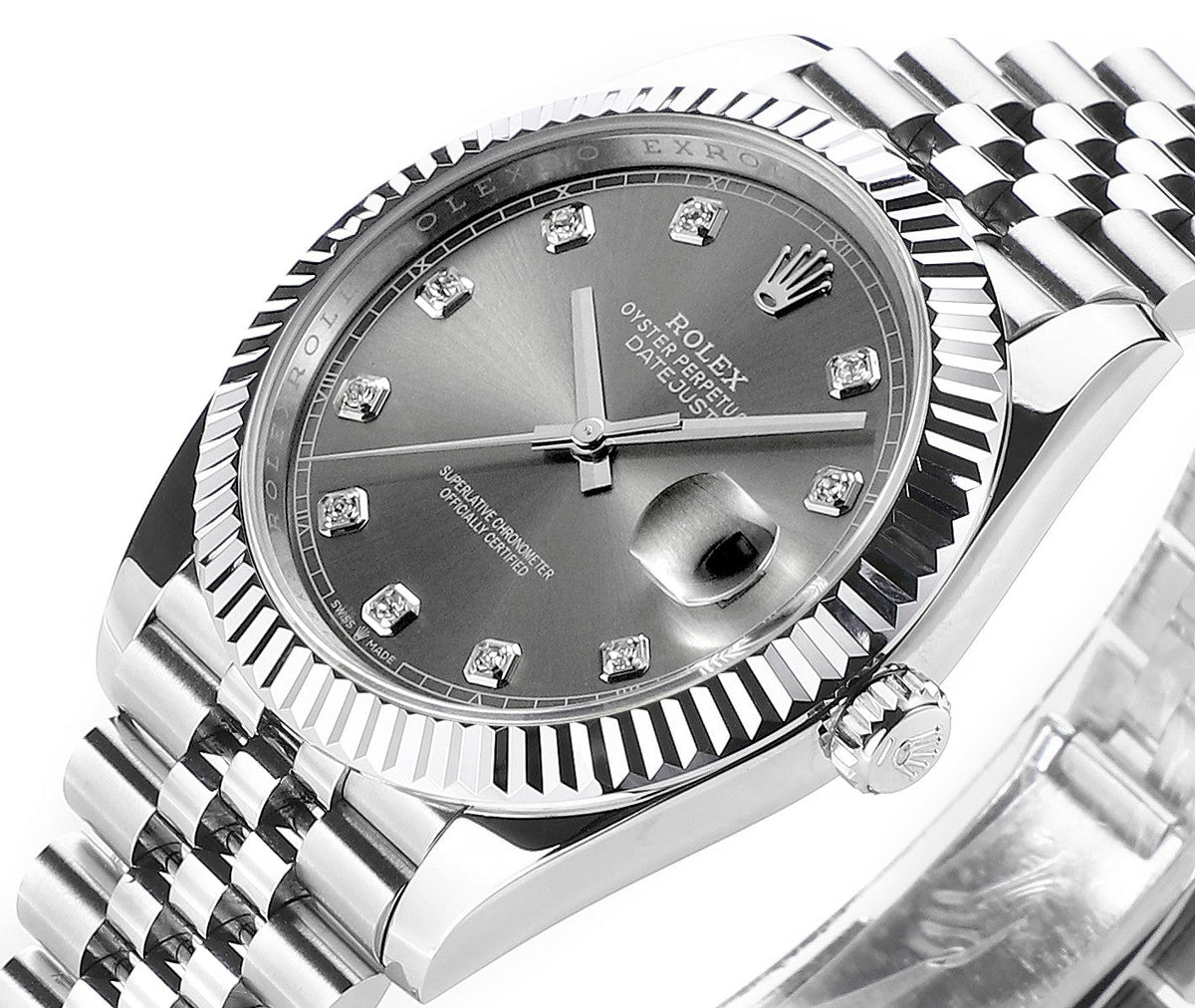 Rhodium Gray & Diamond 41MM Watch