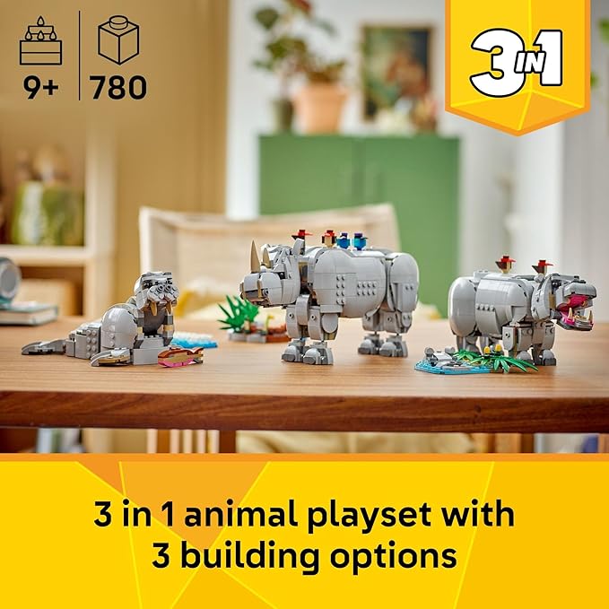 LEGO® Creator 3-in-1 Wild Animals: Majestic Rhino with Birds (31171)