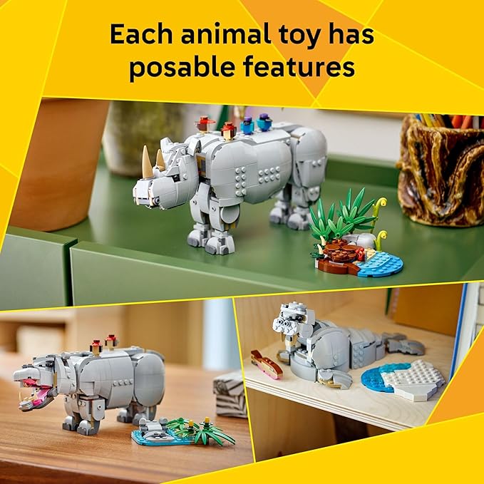 LEGO® Creator 3-in-1 Wild Animals: Majestic Rhino with Birds (31171)