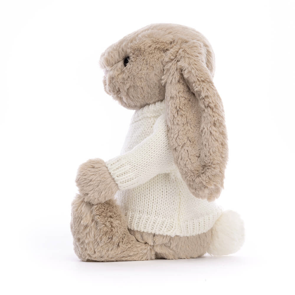 Bashful Beige Bunny with Personalized Cream Jumper