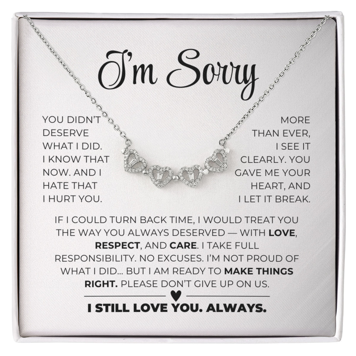 Apology Gift For Her - Magnetic Hearts Necklace