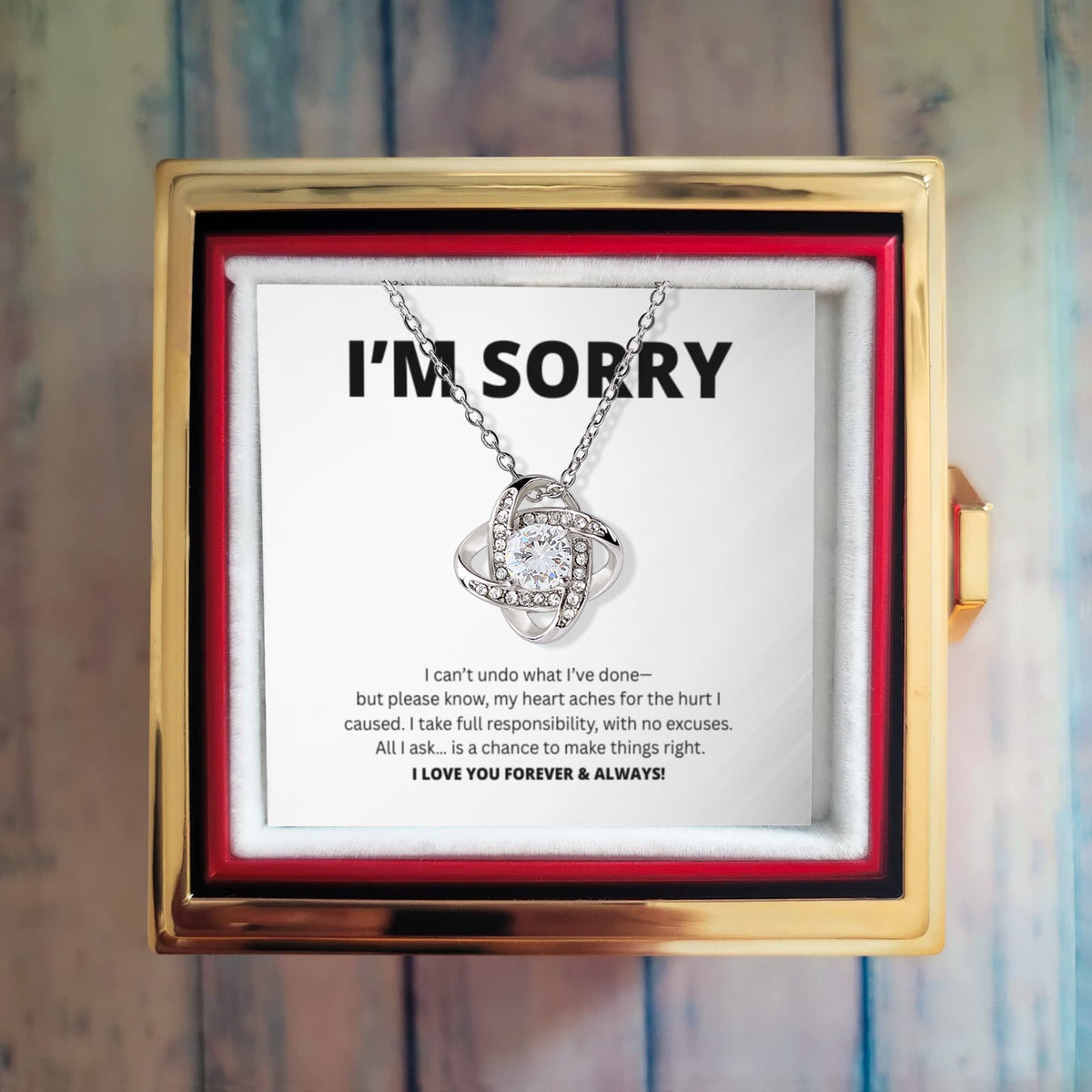 Apology Gift For Her - Love Knot with Rotating Rose Gift Box