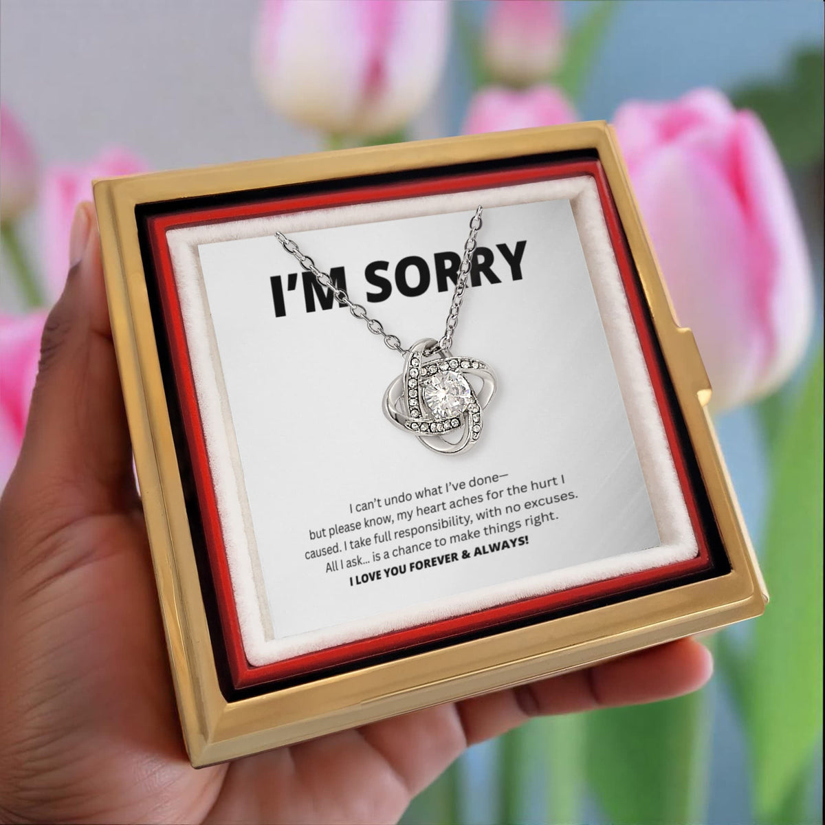 Apology Gift For Her - Love Knot with Rotating Rose Gift Box