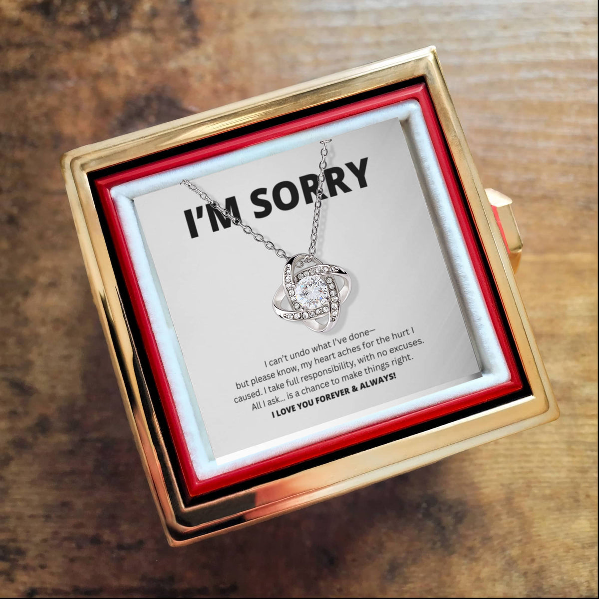 Apology Gift For Her - Love Knot with Rotating Rose Gift Box