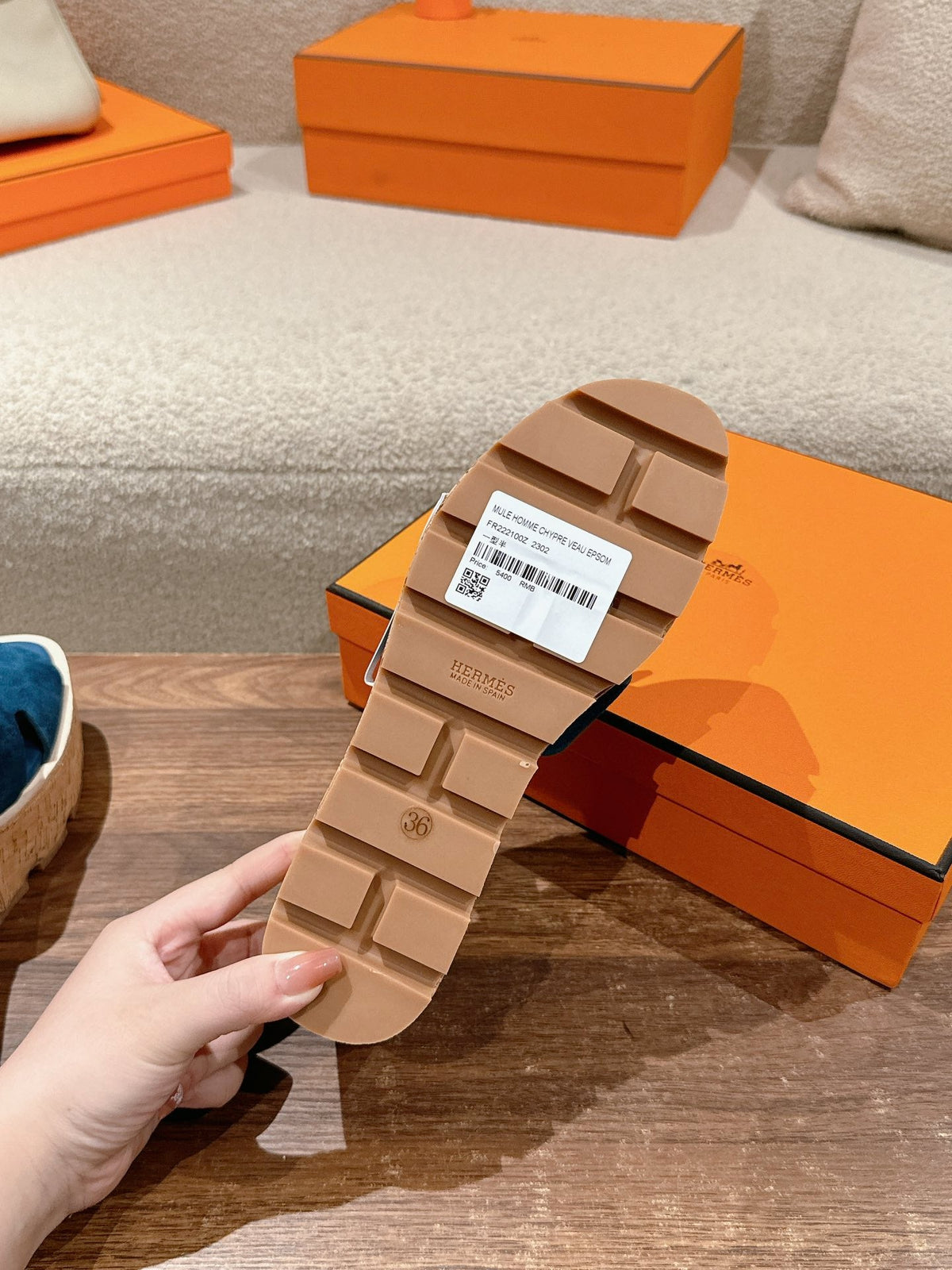 Hermès H-Strap Calfskin Platform Sandals