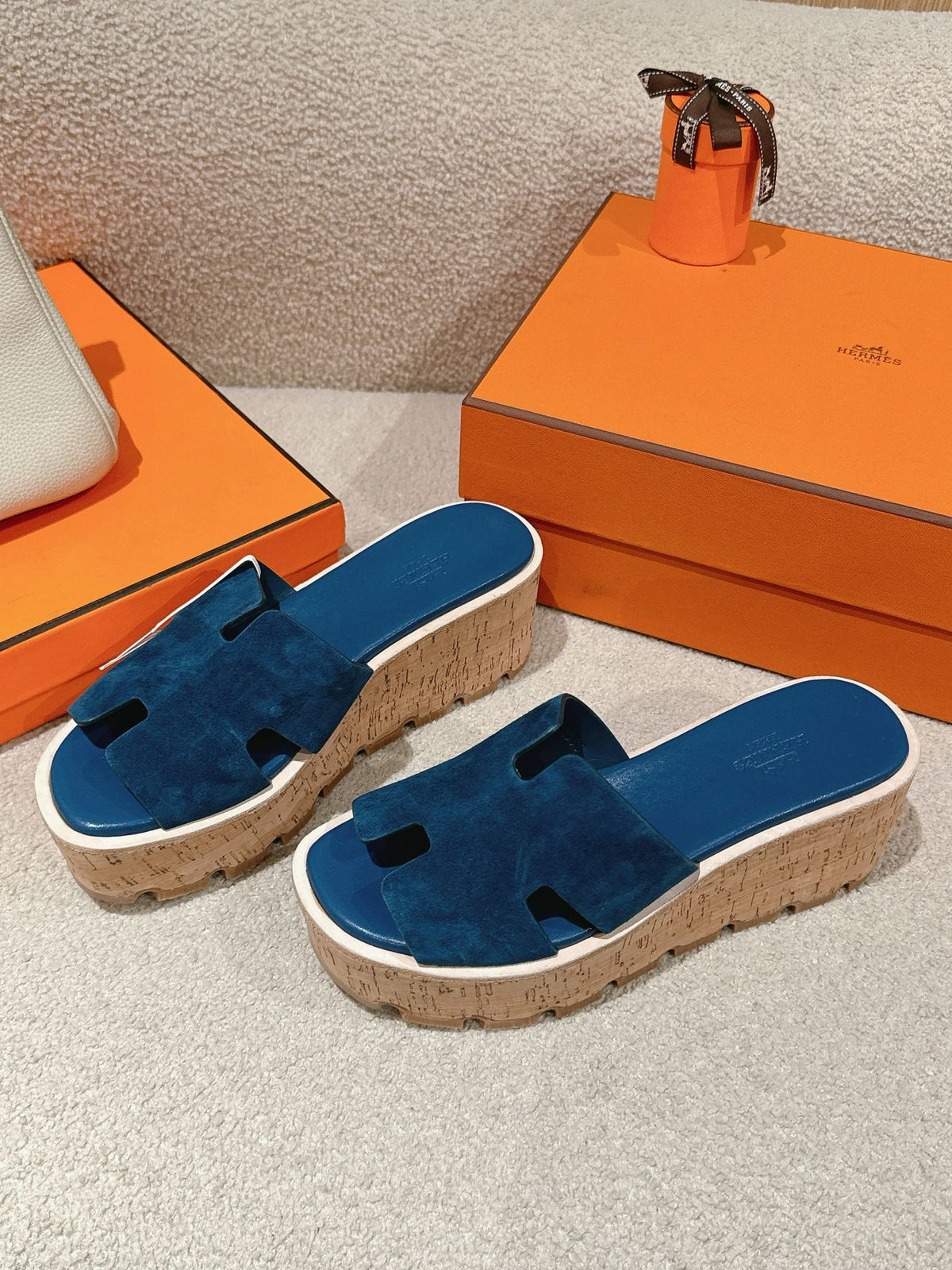 Hermès H-Strap Calfskin Platform Sandals