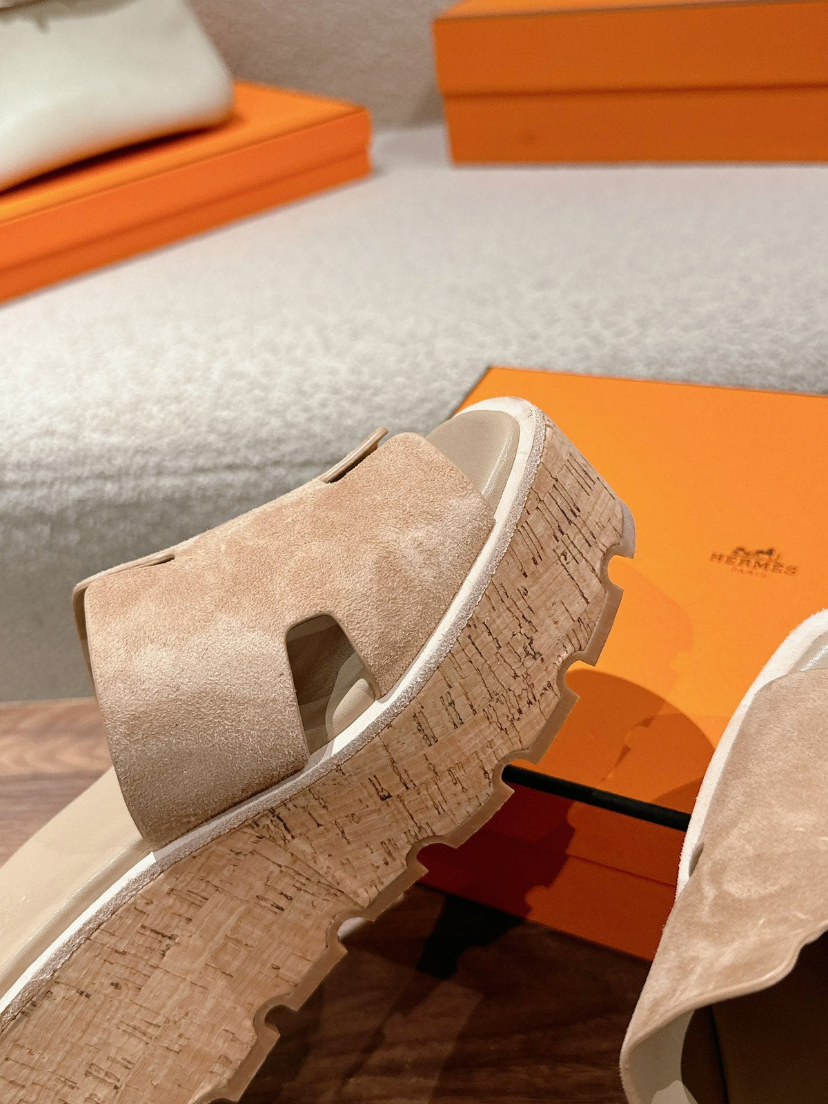 Hermès H-Strap Calfskin Platform Sandals