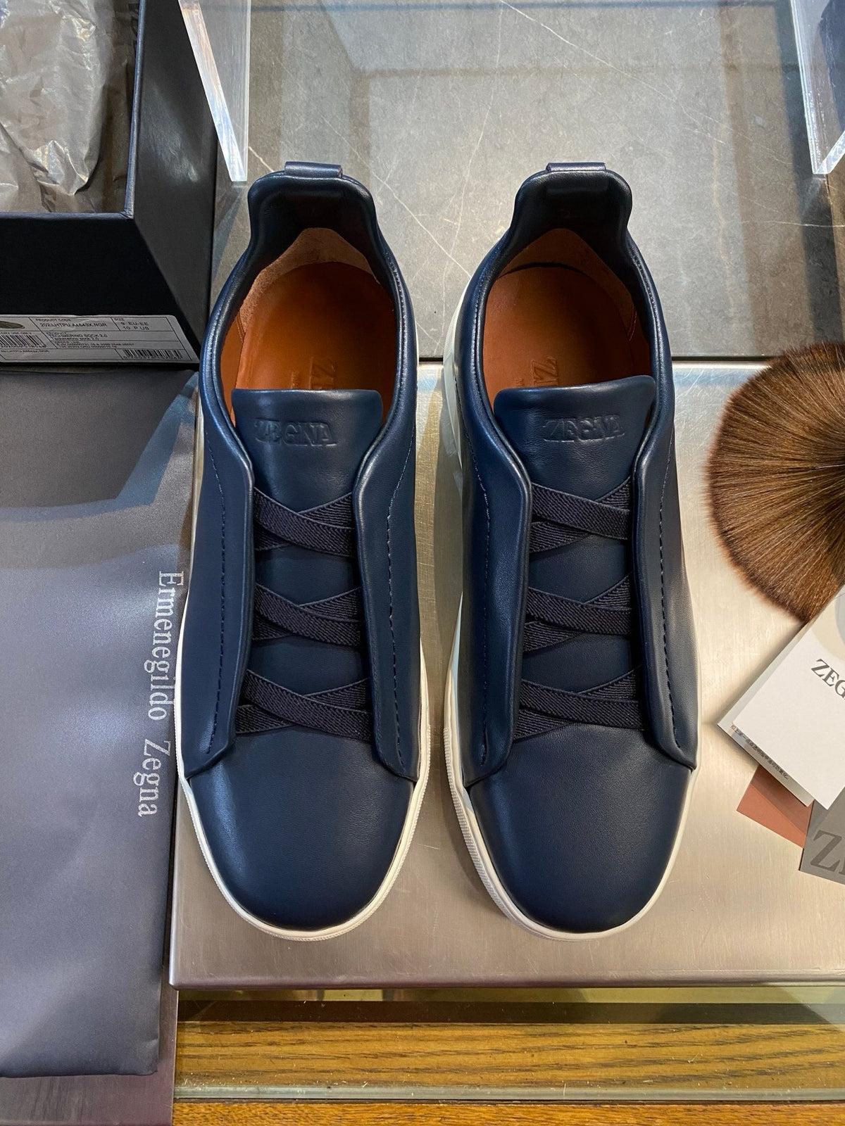 Zegna Triple Stitch Leather Sneakers