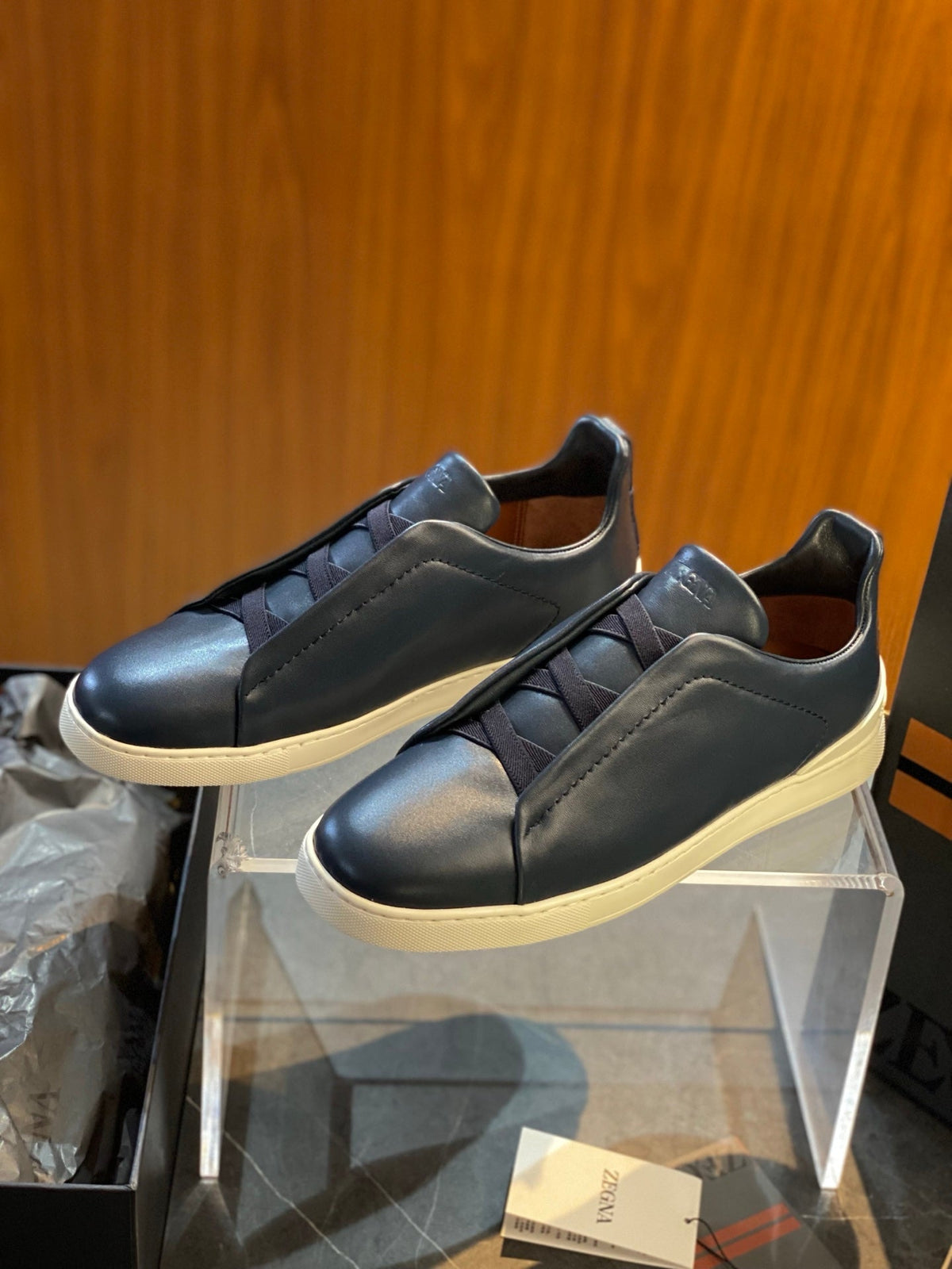 Zegna Triple Stitch Leather Sneakers