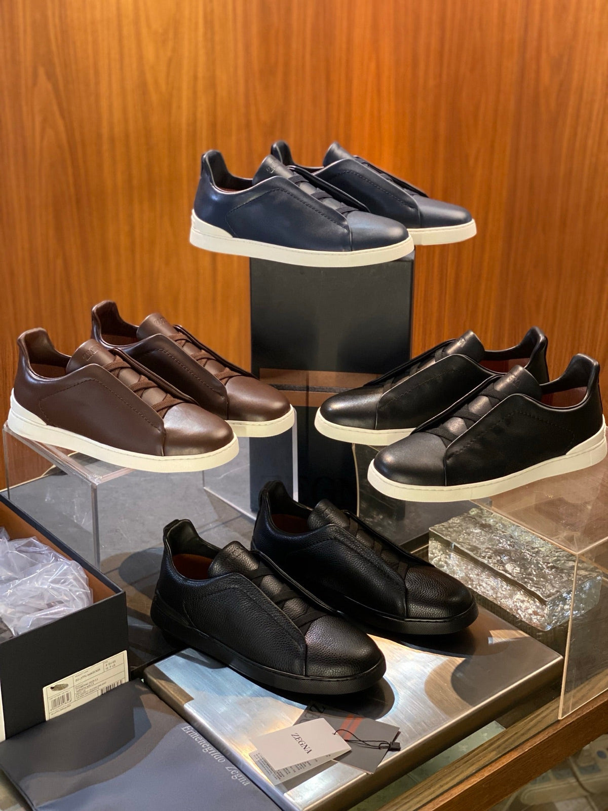 Zegna Triple Stitch Leather Sneakers