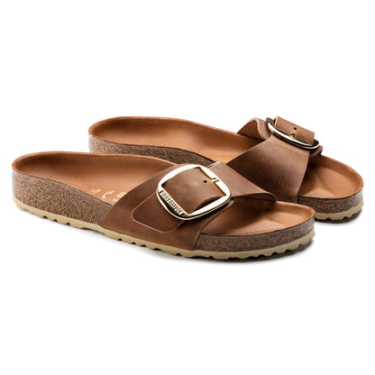 Birkenstock Madrid Big Buckle Oiled Leather in Cognac