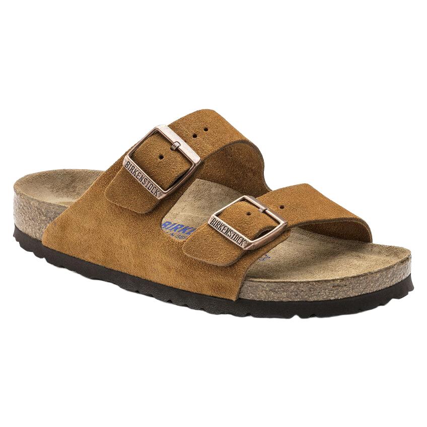Birkenstock Arizona Suede Soft Footbed Sandal in Mink