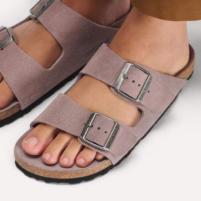 Birkenstock Arizona Soft Footbed Suede Leather in Faded Purple Tonal