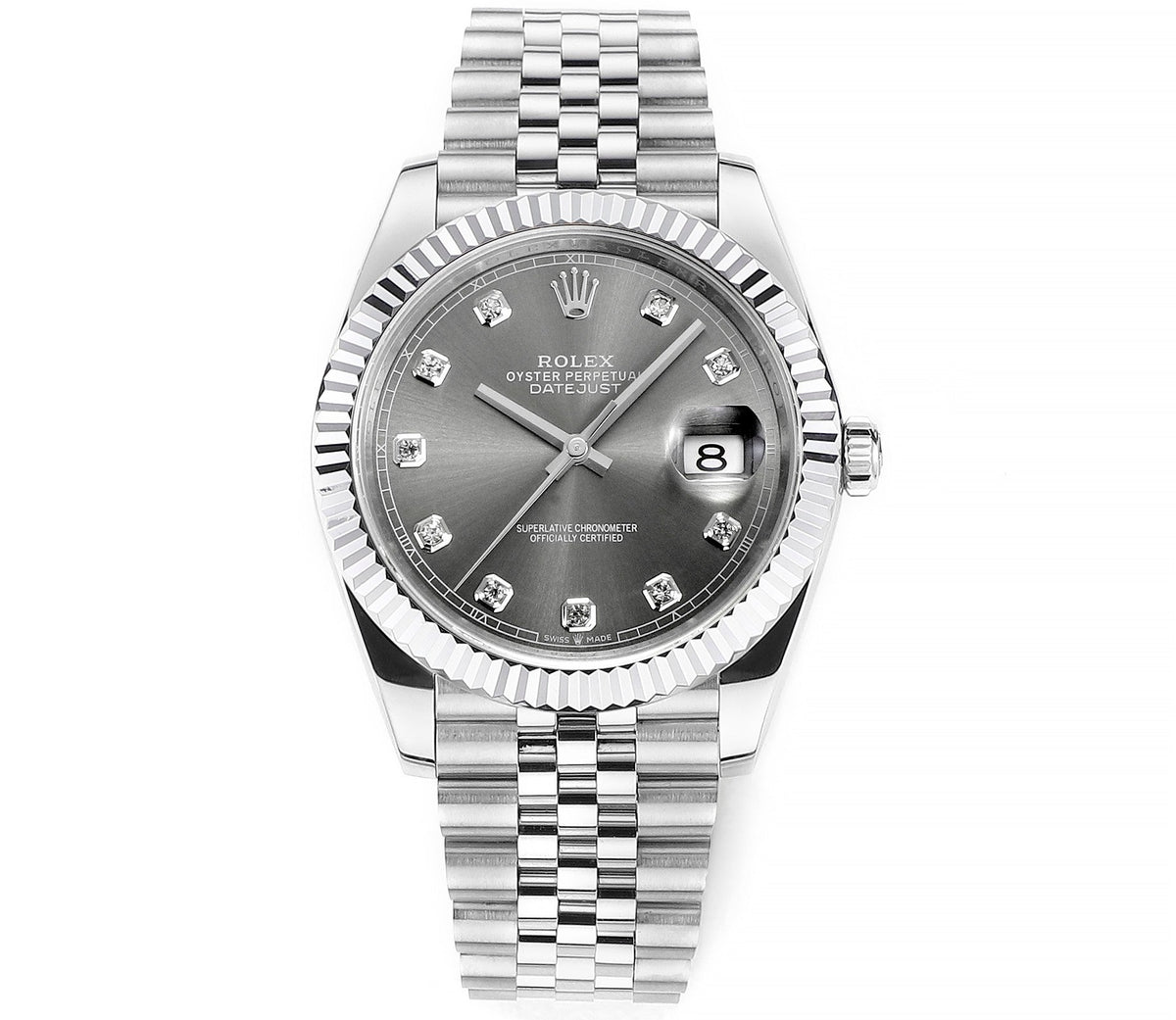 Rhodium Gray & Diamond 41MM Watch