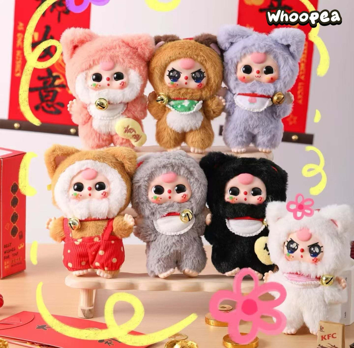 Baby Three Billionaires Cat Series Plush Dolls, Blind Box