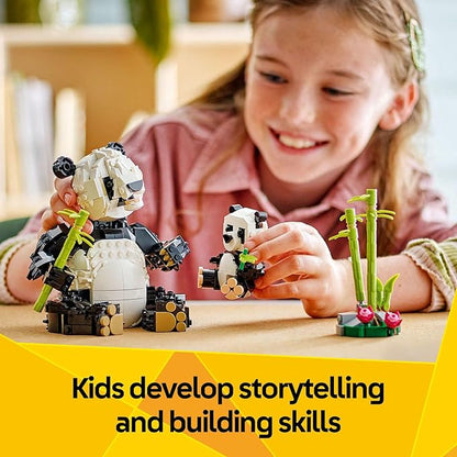 LEGO Creator 3 in 1 Wild Animals Panda Family - Building Toy Kit for Kids with 3 Building Options, Panda, Penguin, or Orca - 8 Year Old Girl & Boy Birthday Gifts - 31165
