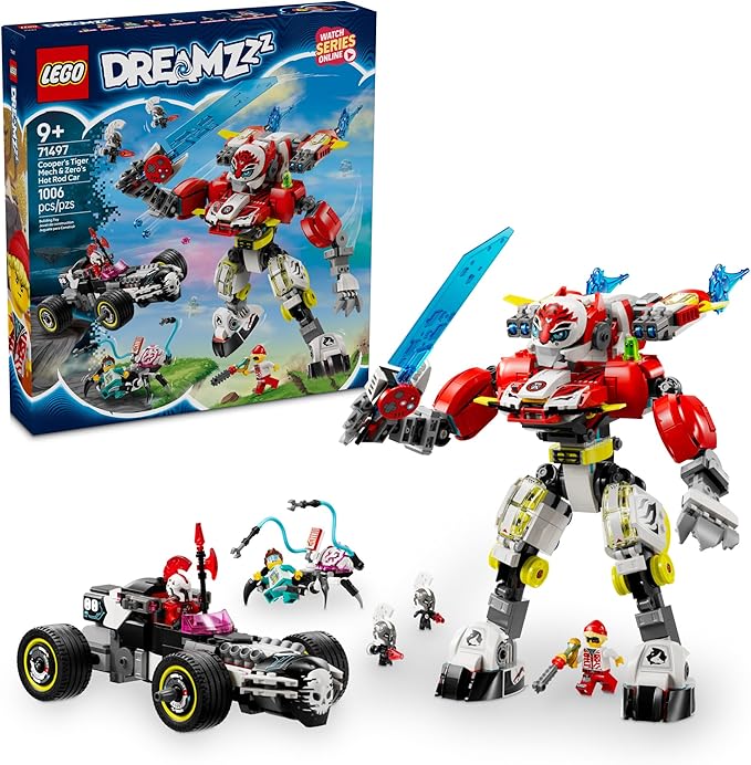 LEGO® DREAMZzz™ Cooper’s Tiger Mech & Zero’s Hot Rod Car (71497)