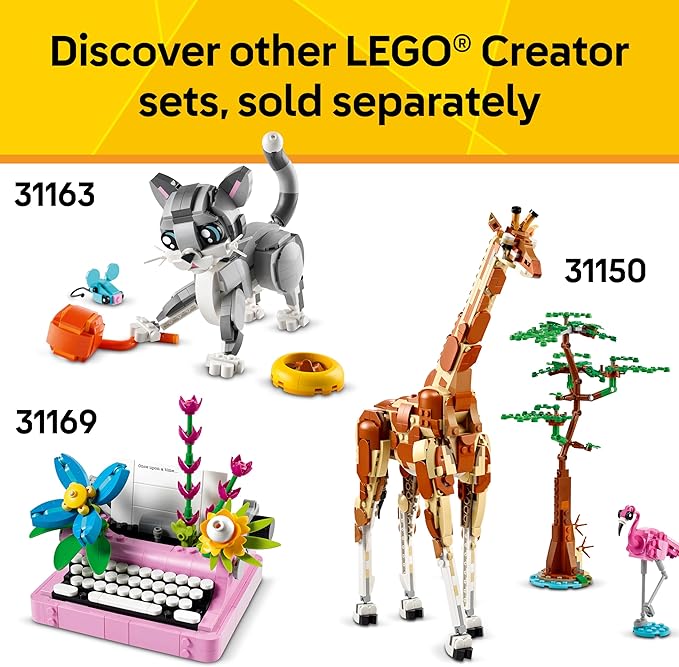 LEGO Creator 3 in 1 Wild Animals Panda Family - Building Toy Kit for Kids with 3 Building Options, Panda, Penguin, or Orca - 8 Year Old Girl & Boy Birthday Gifts - 31165