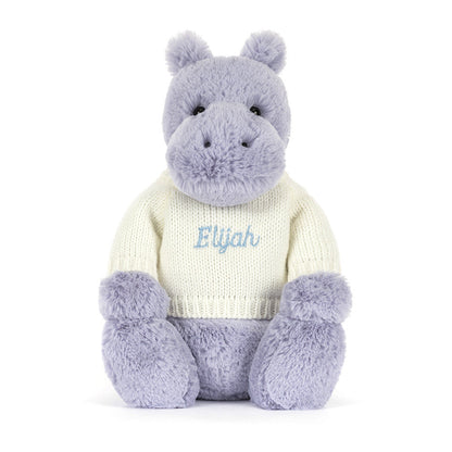 Bashful Hippo with Personalized Cream Jumper