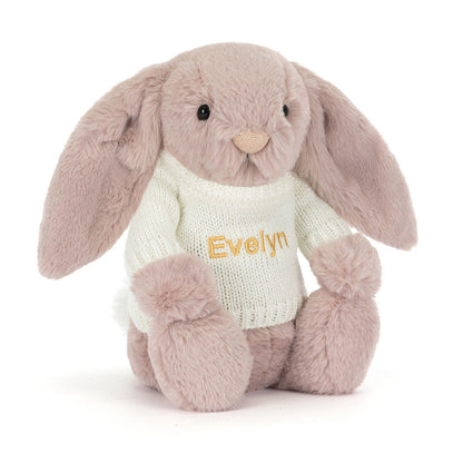 Bashful Luxe Bunny Rosa with Personalized Cream Jumper
