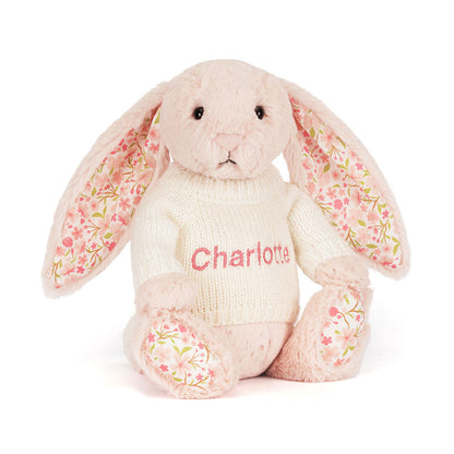 Blossom Blush Bunny 'Cherry' with Personalized Cream Jumper