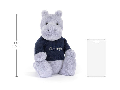 Bashful Hippo with Personalized Navy Jumper