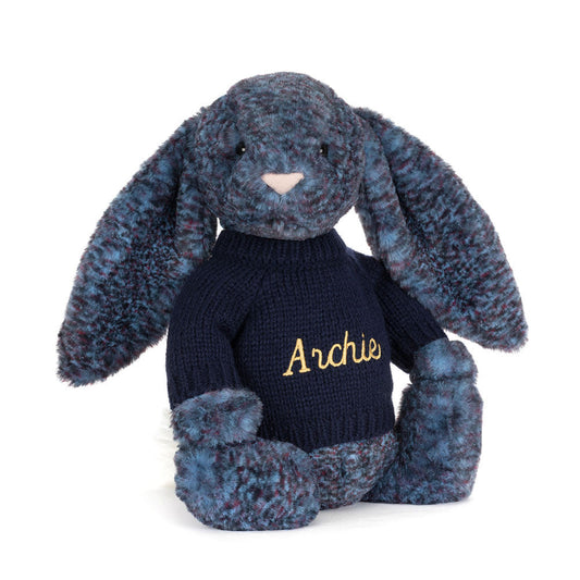 Hopscone Luxe Bunny with Personalized Navy Jumper