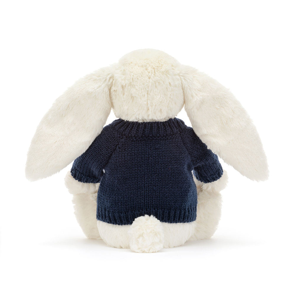 Blossom Cream Bunny 'Berry' with Personalized Navy Jumper