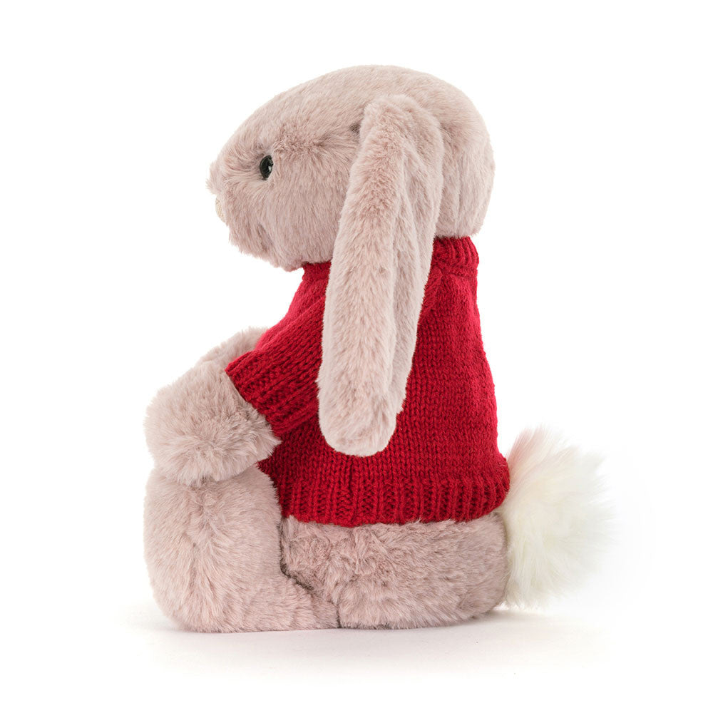 Bashful Luxe Bunny Rosa with Personalized Red Jumper
