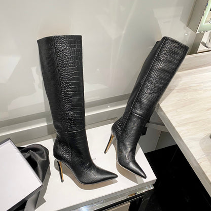 Paris Texas Crocodile Embossed Knee-High Boots – 2022 FW