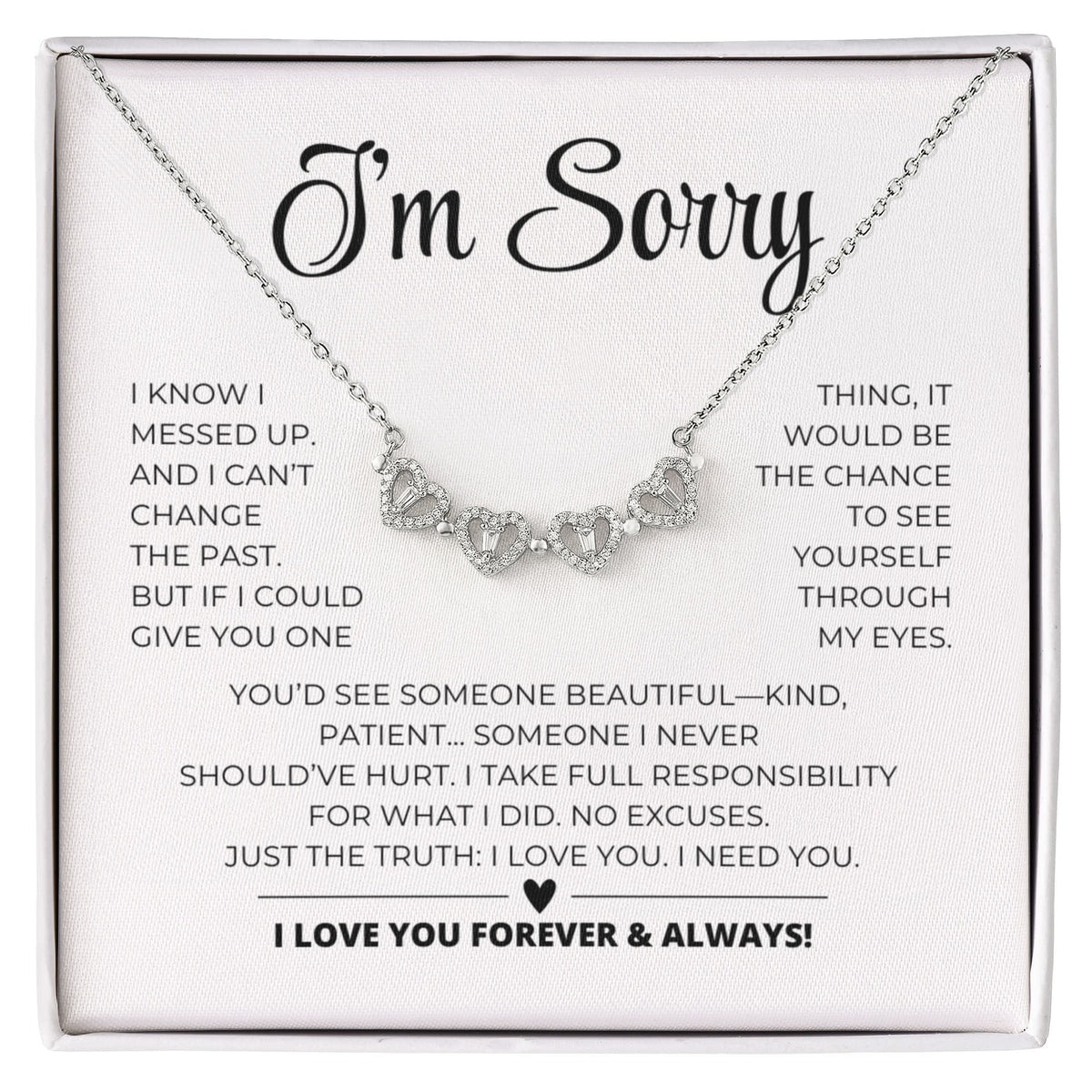Apology Gift For Her - Magnetic Hearts Necklace