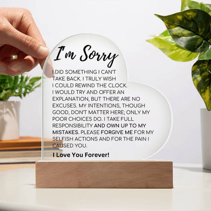 Apology Gift For Her - I Take Full Responsibility - Acrylic Heart Plaque