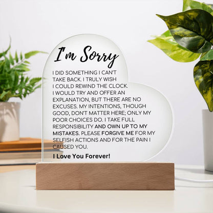 Apology Gift For Her - I Take Full Responsibility - Acrylic Heart Plaque