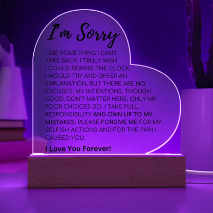 Apology Gift For Her - I Take Full Responsibility - Acrylic Heart Plaque