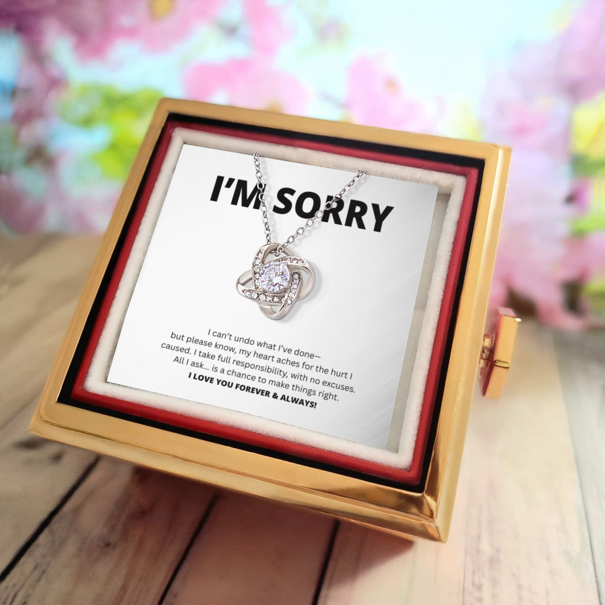 Apology Gift For Her - Love Knot with Rotating Rose Gift Box