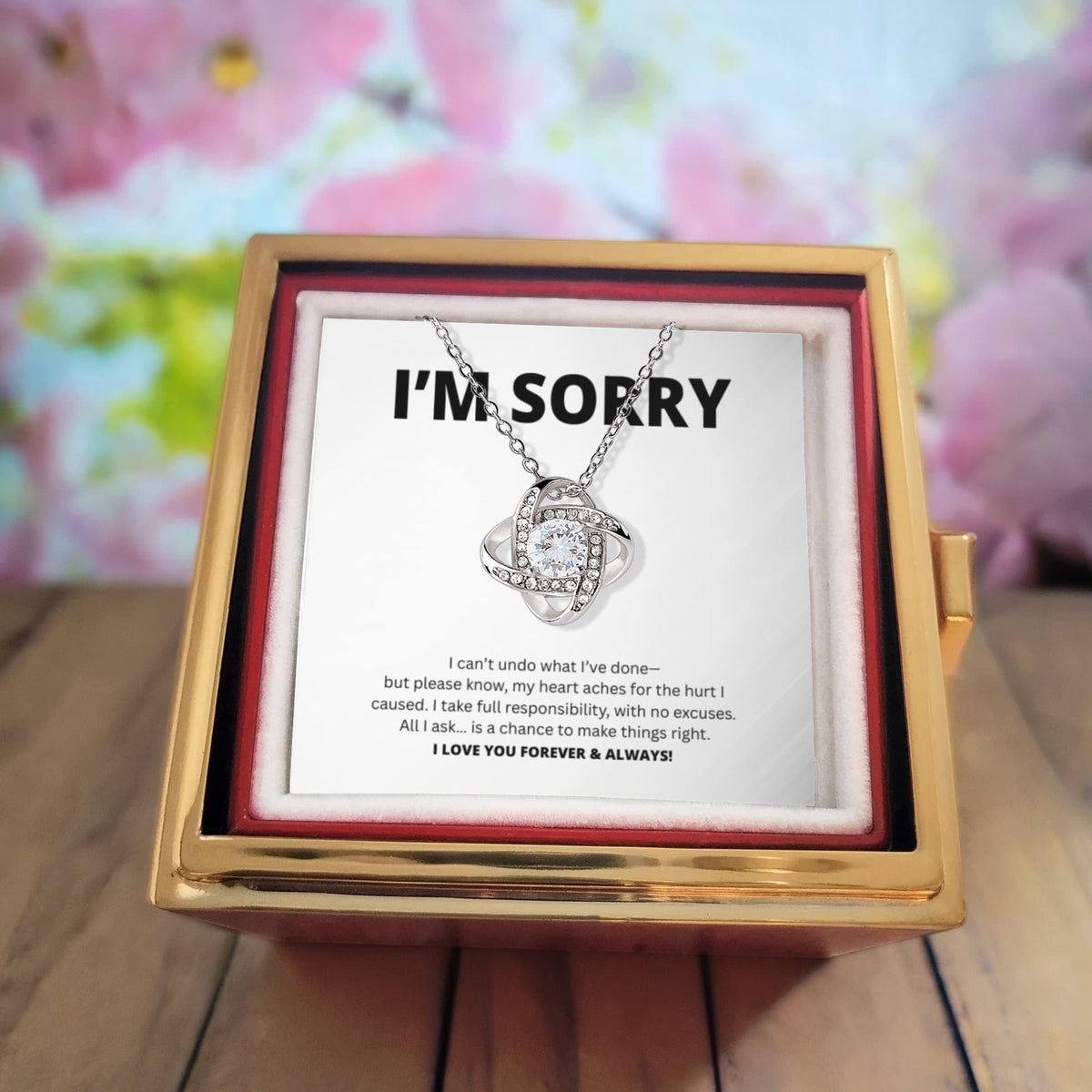 Apology Gift For Her - Love Knot with Rotating Rose Gift Box
