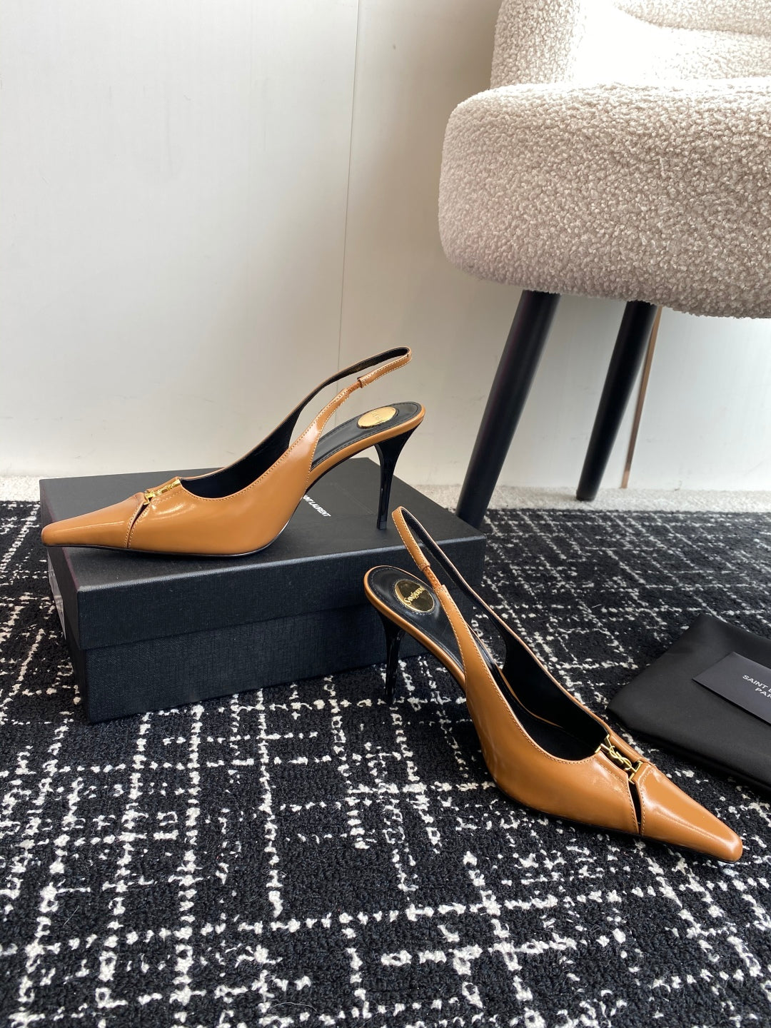 Saint Laurent Square-Toe YSL Buckle Pumps – 25SS