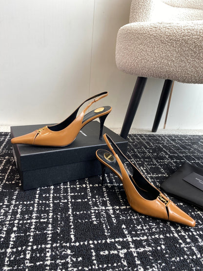 Saint Laurent Square-Toe YSL Buckle Pumps – 25SS
