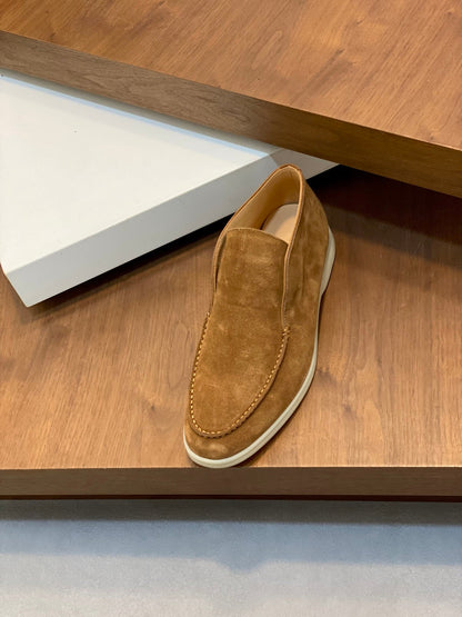Loro Piana Suede Leather Slip-On Loafers