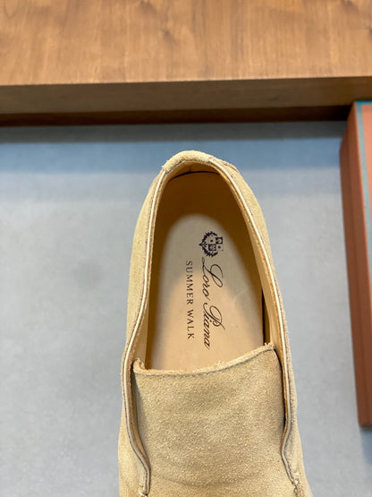 Loro Piana Suede Leather Slip-On Loafers