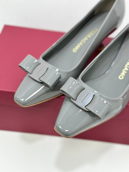 Ferragamo Vara Patent Leather Square Toe Pumps
