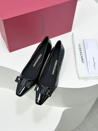 Ferragamo Vara Patent Leather Square Toe Pumps