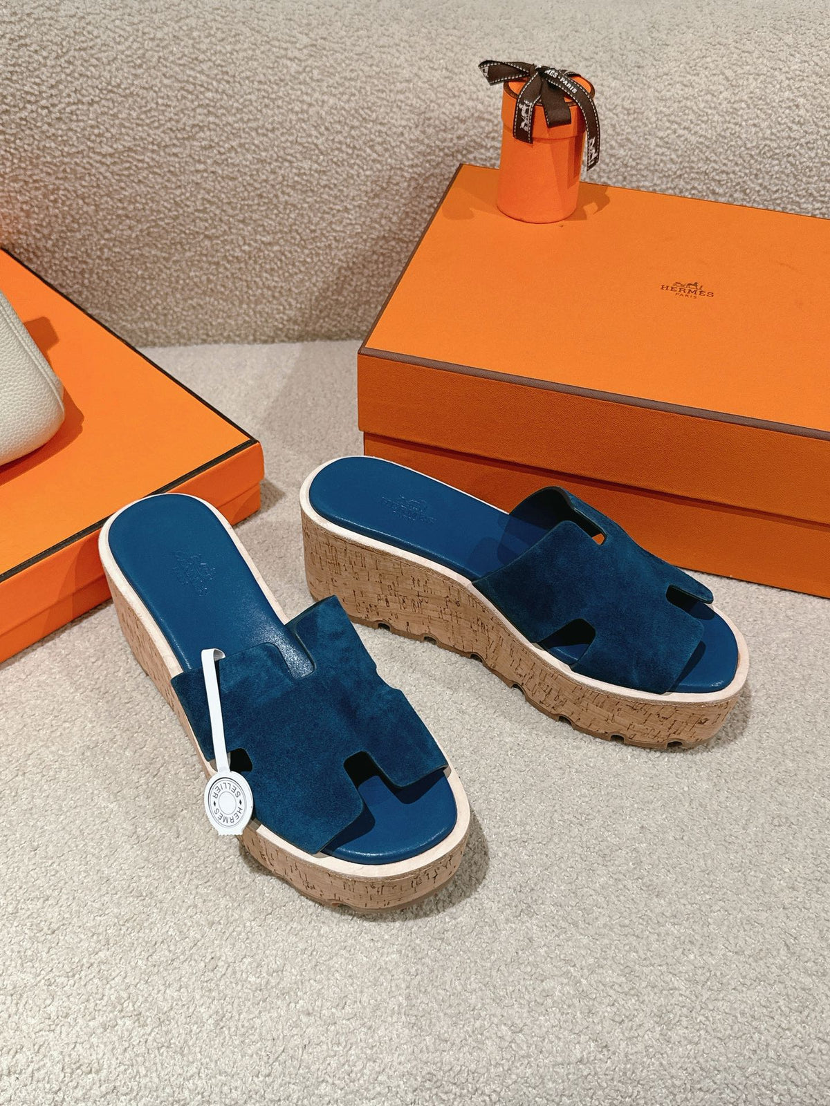 Hermès H-Strap Calfskin Platform Sandals