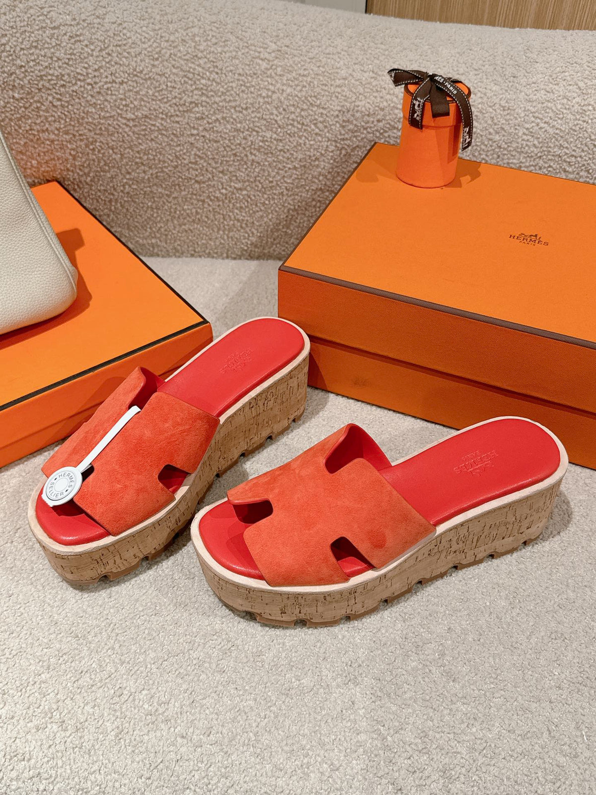 Hermès H-Strap Calfskin Platform Sandals