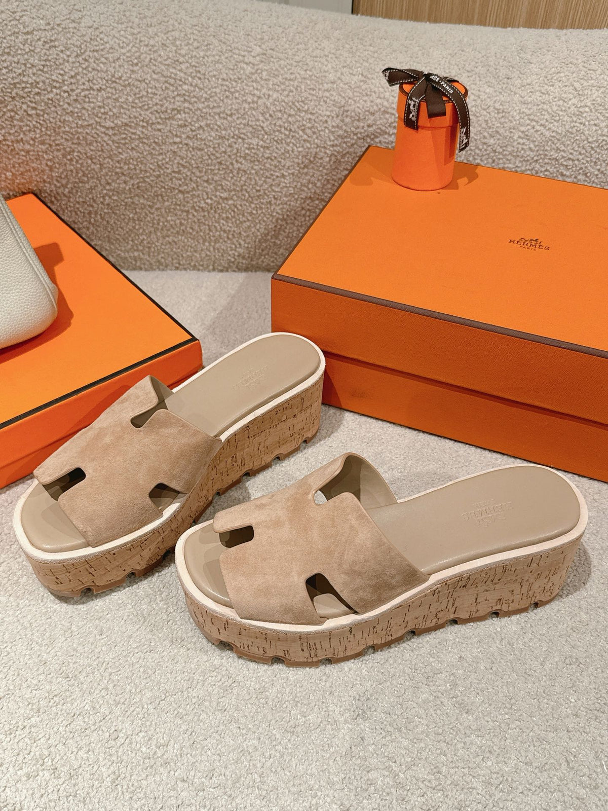 Hermès H-Strap Calfskin Platform Sandals