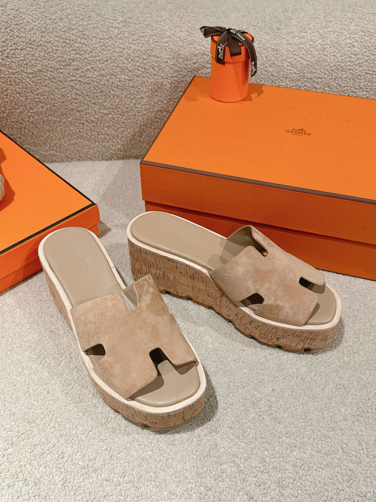 Hermès H-Strap Calfskin Platform Sandals