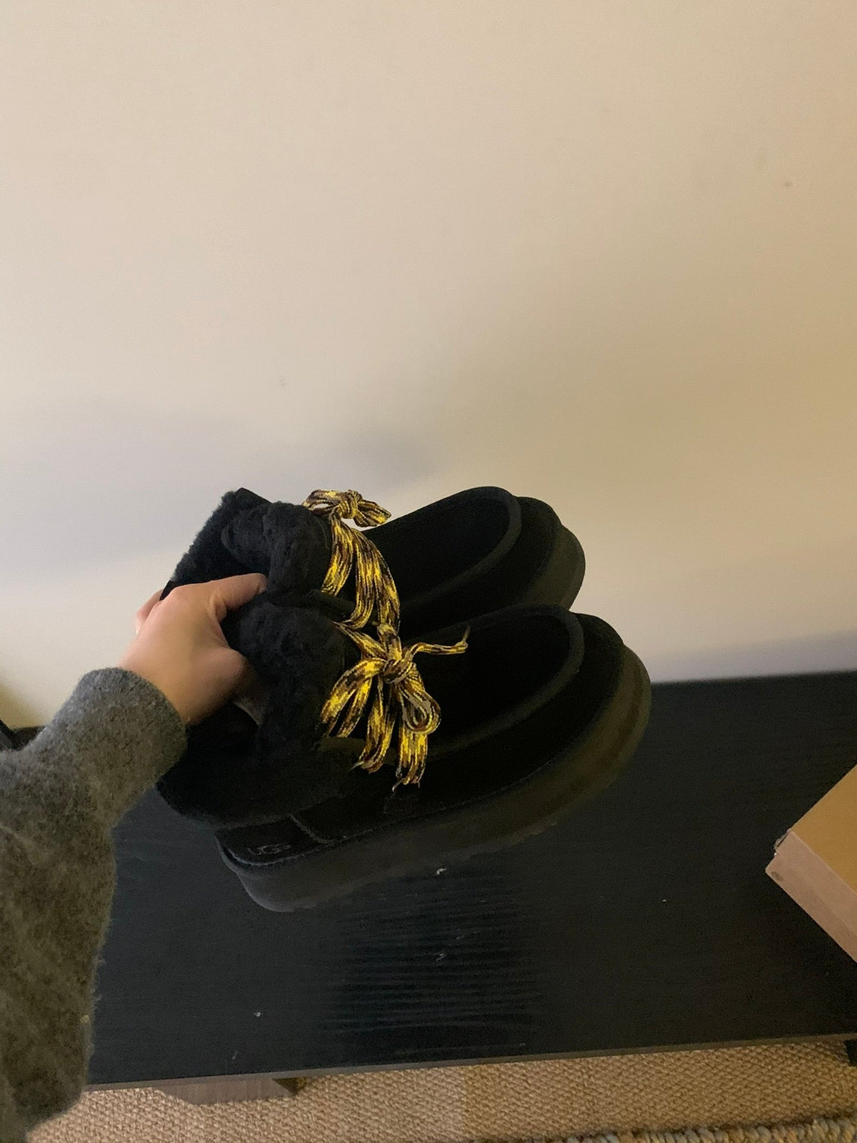 UGG Fluff Lace-Up Ankle Boots