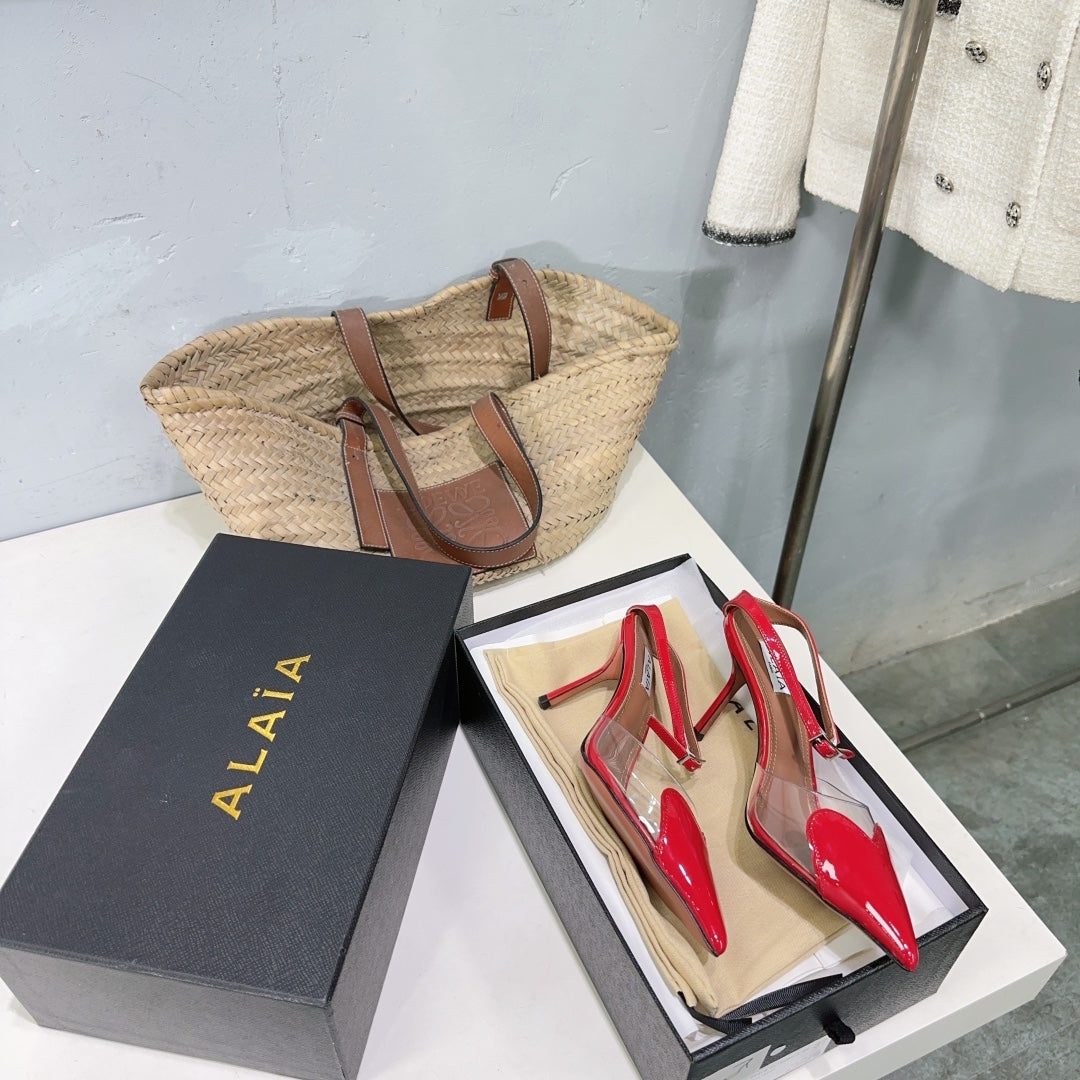 Alaïa Heart PVC Pointed Toe Slingback Mules – Spring/Summer Collection – 25SS