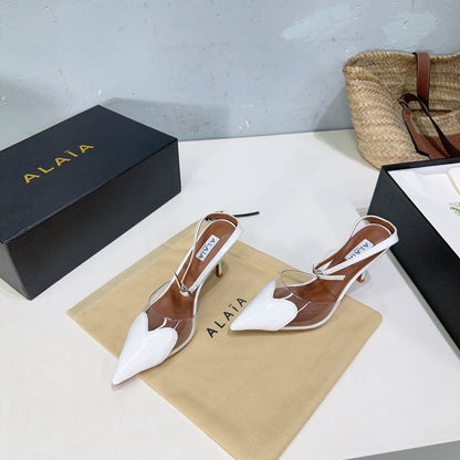 Alaïa Heart PVC Pointed Toe Slingback Mules – Spring/Summer Collection – 25SS