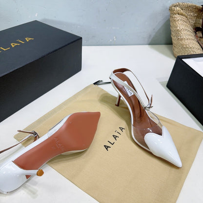 Alaïa Heart PVC Pointed Toe Slingback Mules – Spring/Summer Collection – 25SS